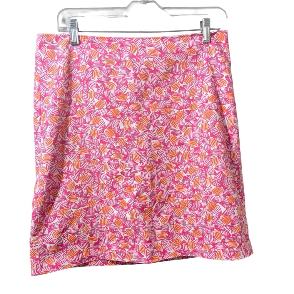 Talbots Floral A-Line Skirt Women’s Size 6 Pink Orange White Knee Length Preppy
